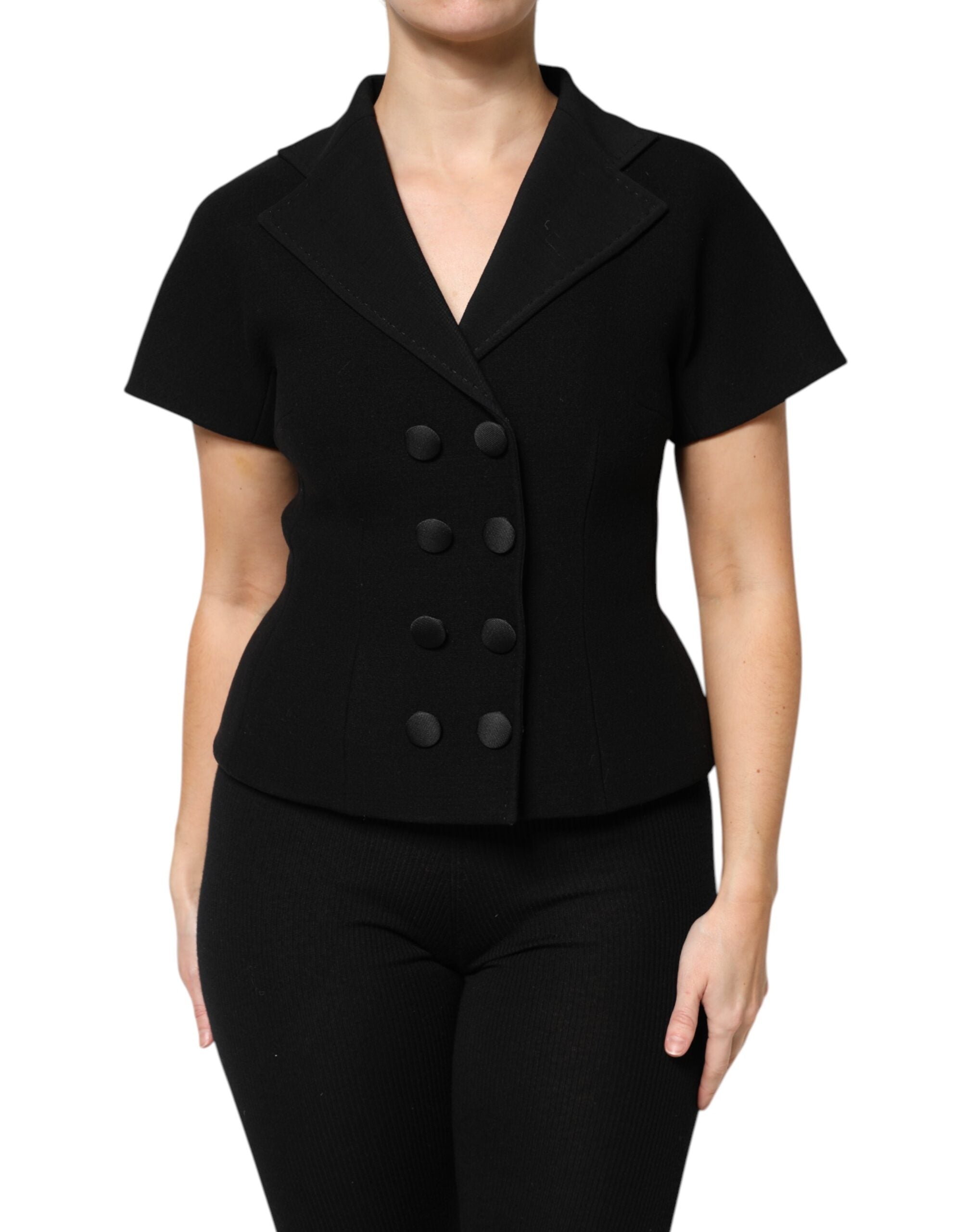 Dolce & Gabbana Siyah Yün Palto Çift Sıralı Ceket